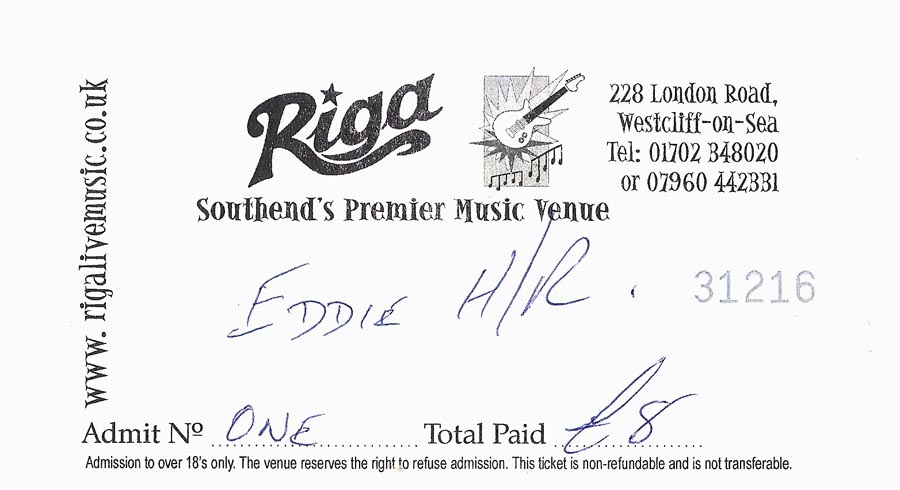 Eddie & The Hot Rods + Headline Maniac - Live at Club Riga at O'Neill's, Southend-on-Sea, Essex, Saturday December 5th, 2015 - Ticket