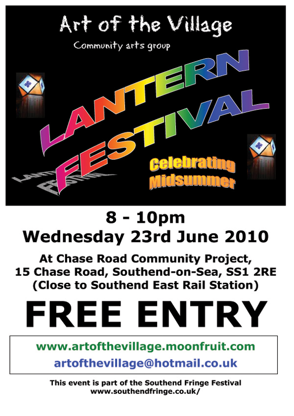 Lantern Festival at Chase Road Community Centre, Southchurch - June 23rd, 8:00pm, Free