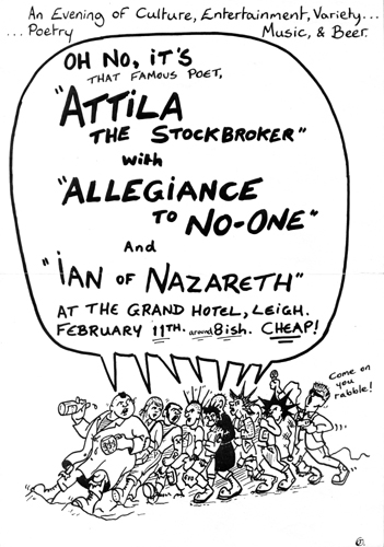 Attila The Stockbroker + Allegiance To No One + Ian of Nazareth - Live at The Grand Hotel - 11.02.84 - Poster