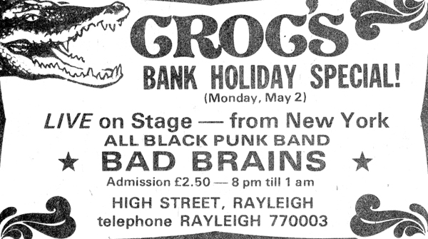 Bad Brains - Live at Crocs - 02.05.83 - Press Advert
