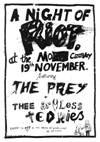 The Prey + The Armless Teddies - Live at The Monico, Canvey Island - 19.11.85 - Poster 
