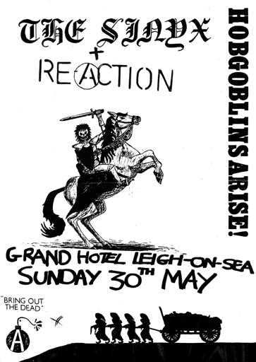 The Sinyx + Reaction (Nightmare) - Live at The Grand Hotel, Leigh - 30.05.82 - Poster