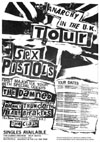 Anarchy in The UK Tour 1976 - The Sex Pistols, The Clash, The Damned and Johnny Thunders and The Heartbreakers - Black and White Newspaper Advert