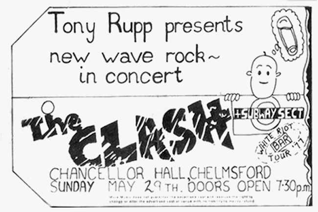 The Clash / Subway Sect / The Slits / The Prefects - Live at The Chancellor Hall, Chelmsford - 29.05.77 - Ticket