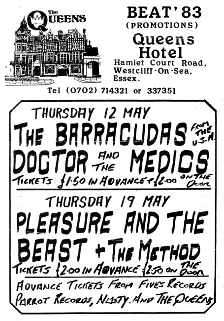 Beat 83 Gigs - Live at The Queens Hotel, May 1983 - Flyer