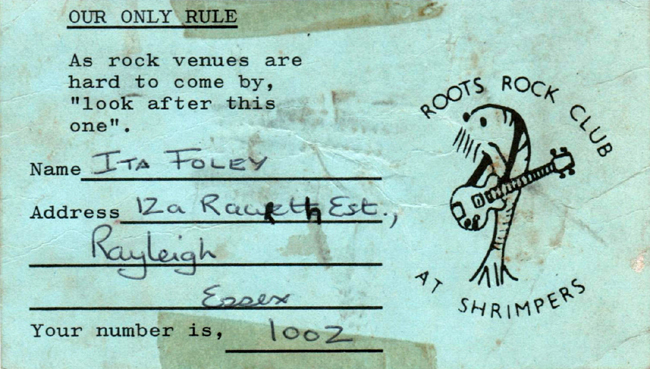 Shrimpers - Roots Rock Club - Membership Card