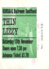 Thin Lizzy / Clover - Live at The Kursaal Ballroom - 13.11.76 - Ticket