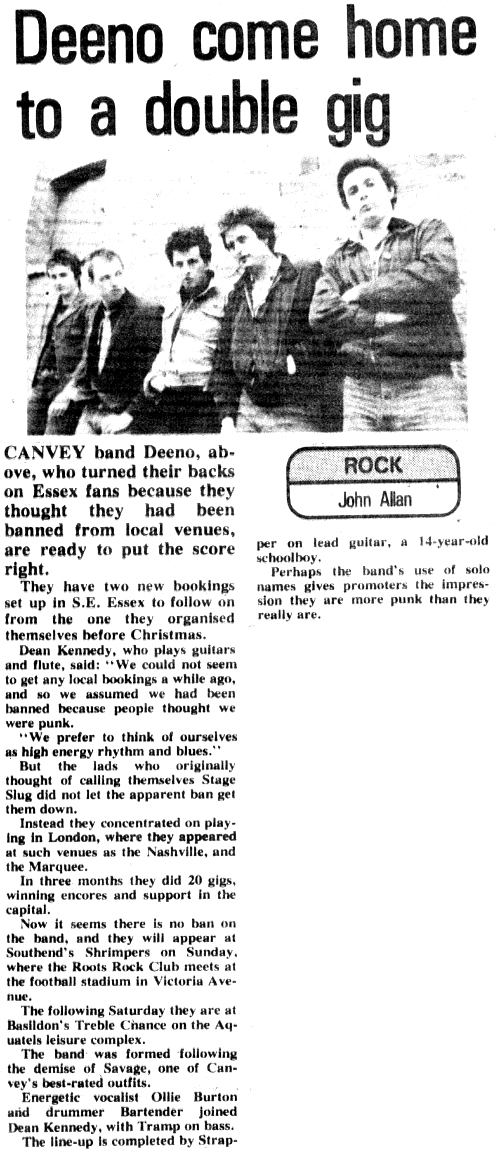 Deeno's Marvels' Feature #1 - Evening Echo, Monday January 9th, 1978