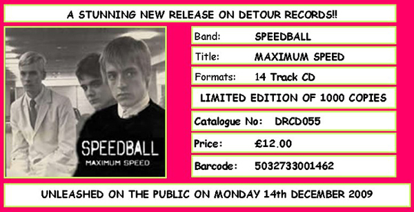 'Maximum Speed' by Speedball - Album out December 14th, 2009 on Detour Records