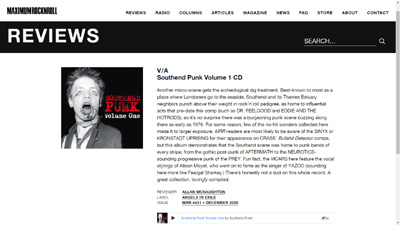 Maximum Rock n Roll - Review of Southend Punk Volume One by Allan McNaughton