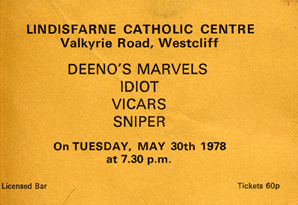 Idiot live at The Lindisfarne Catholic Centre - 30.05.78 - Ticket