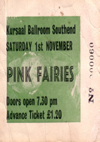 The Pink Fairies / Clemen Pull - Live at The Kursaal Ballroom - 01.11.75 - Ticket