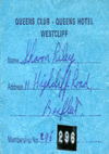Queens Club at The Queens Hotel - Membership Card